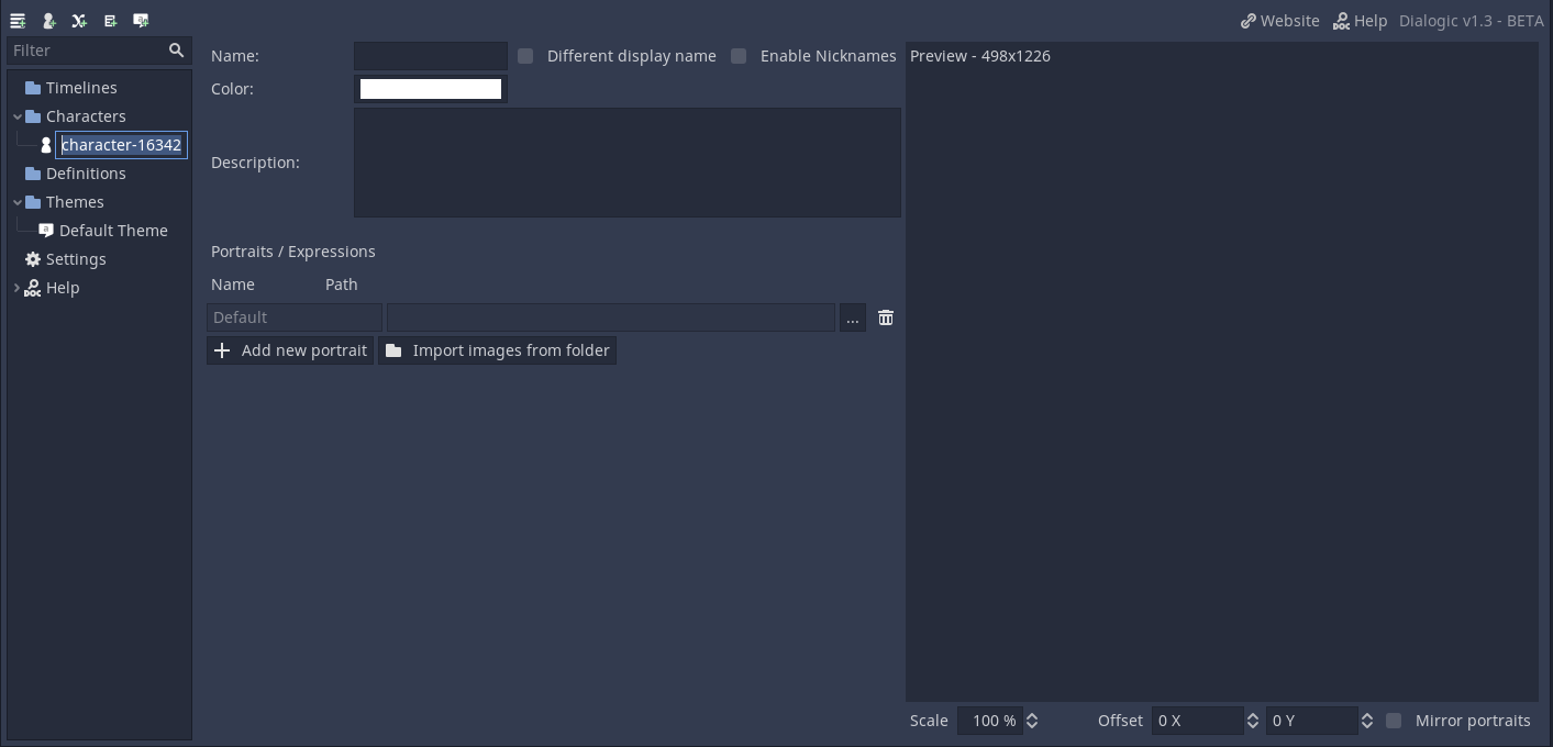 Empty Character Editor